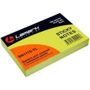 Бумага для заметок с клеевым краем 51x76 мм, 100 л., неон желтая, Lamark