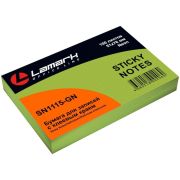Бумага для заметок с клеевым краем 51x76 мм, 100 л., неон зеленая, Lamark