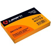 Бумага для заметок с клеевым краем 51x76 мм, 100 л., неон оранжевая, Lamark
