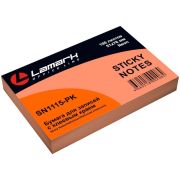 Бумага для заметок с клеевым краем 51x76 мм, 100 л., неон розовая, Lamark