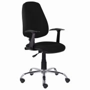 Кресло BRABIX «Comfort MG-322», хром, регулируемая эргономичная спинка, ткань, черное, 532558