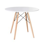 Стол обеденный BRABIX «Eames T-01», круглый, диаметр 80 см, опоры дерево, белый, 532633