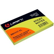 Бумага для заметок с клеевым краем 76x127 мм, 100 л., неон желтая, Lamark