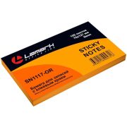 Бумага для заметок с клеевым краем 76x127 мм, 100 л., неон оранжевая, Lamark