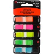 Закладки Lamark с липким краем Z-сложения, 44х12 мм, 5 цветов неон по 20 л., 5 диспенсеров, пластиковые