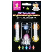 Цифра-подсвечник «7» светодиодная, ЗОЛОТАЯ СКАЗКА, в наборе 4 свечи 6 см, 1 батарейка, 591430