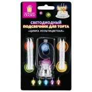 Цифра-подсвечник «9» светодиодная, ЗОЛОТАЯ СКАЗКА, в наборе 4 свечи 6 см, 1 батарейка, 591432
