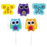 Свечи фигурные для торта на шпажках «Совы и бабочки», 5 шт., 2,5х3/2,5х2,5 см, ЗОЛОТАЯ СКАЗКА, 591465