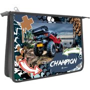 Папка для тетрадей Lamark Champion, А5, 1 отделение, молния сверху, ламинированный картон, рисунок с двух сторон,