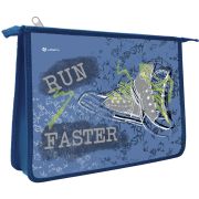 Папка для тетрадей Lamark Run Faster, А5, 1 отделение, молния сверху, ламинированный картон, рисунок с двух сторон,