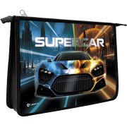 Папка для тетрадей Lamark Supercar, А5, 1 отделение, молния сверху, ламинированный картон, рисунок с двух сторон,