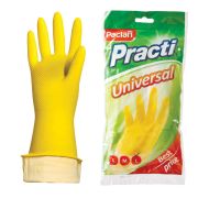 Перчатки МНОГОРАЗОВЫЕ латексные PACLAN «Practi Universal», хлопчатобумажное напыление, размер 8,5-9, L (большой), желтые