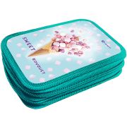 Пенал Lamark Sweet bouquet, 2 отделения, на 33 предмета, 125х205х40 мм, ламинированный картон, объемное тиснение, две молнии