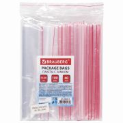 Пакеты с замком ZIP LOCK «зиплок», комплект 100 шт., 150х200 мм, ПВД, толщина 40 микрон, BRAUBERG, 606213