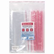 Пакеты с замком ZIP LOCK «зиплок», комплект 100 шт., 180х250 мм, ПВД, толщина 40 микрон, BRAUBERG, 606214