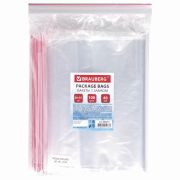Пакеты с замком ZIP LOCK «зиплок», комплект 100 шт., 200х250 мм, ПВД, толщина 40 микрон, BRAUBERG, 606215