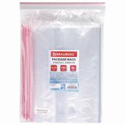 Пакеты с замком ZIP LOCK «зиплок», комплект 100 шт., 250х300 мм, ПВД, толщина 40 микрон, BRAUBERG, 606217
