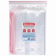 Пакеты с замком ZIP LOCK «зиплок», комплект 100 шт., 300х400 мм, ПВД, толщина 40 микрон, BRAUBERG, 606218