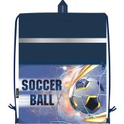 *Сумка для сменной обуви Lamark «Soccer Ball», 33х42 см, на шнурке, карман на молнии, полноцветная печать на кармане, светоотражающая лента, ручка-петля