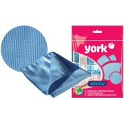 Салфетка двусторонняя для мытья окон и зеркал, микрофибра, 30х30 см, голубая, 280 г/м2, YORK, 26150