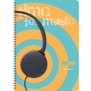Тетрадь Lamark Time For Music №2, А4, на гребне, 205х290 мм, 80 л., клетка, картоная обложка, полноцветная печать, матовая ламинация, выборочный лак