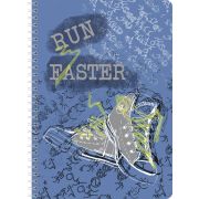 Тетрадь общая Lamark Run Faster, А5, на гребне, 148х210 мм, 48 л., клетка, карт. обложка, полноцветная печать, выборочный УФ-лак