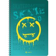 Тетрадь общая Lamark SkateBoard green, А5, на гребне, 148х210 мм, 80 л., клетка, картонная обложка, полноцветная печать, глянцевая ламинация