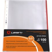 Файл-вкладыш Lamark с перфорацией, А4+, 0,040 мм, с цветным кантом, «яичная скорлупа», 100 шт/упак