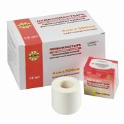 Лейкопластырь медицинский фиксирующий в рулоне LEIKO комплект 12 шт., 4х500 см, на тканевой основе, белого цвета, госпитальная упаковка, 531239
