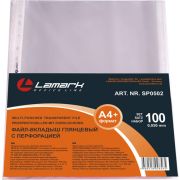 *Файл-вкладыш Lamark с перфорацией, А4, 0,050 мм, глянцевый, 100 шт/упак