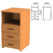 Тумба приставная «Фея», 400х450х750 мм, 3 ящика, полка, цвет орех милан, ТФ10.5