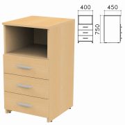 Тумба приставная «Канц», 400х450х750 мм, 3 ящика, полка, цвет бук невский, ТК31.10