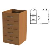 Тумба (каркас БЕЗ КРЫШКИ) приставная «Монолит», 400х416х728 мм, 4 ящика, орех гварнери, ТМ05.3
