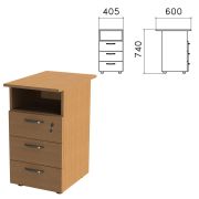 Тумба приставная «Эко», 405х600х740 мм, 3 ящика, полка, замок, бук бавария, 402787-55