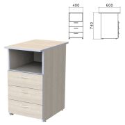 Тумба приставная «Бюджет», 400х600х740 мм, 3 ящика, полка, дуб шамони светлый, 402657-430