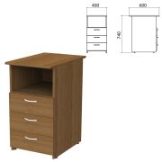 Тумба приставная «Бюджет», 400х600х740 мм, 3 ящика, полка, орех французский, 402657-190