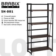 Стеллаж на металлокаркасе «BRABIX LOFT SH-001», 600х300х1250 мм, складной, цвет морёный дуб, 641228