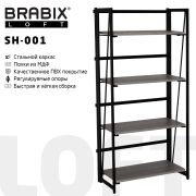 Стеллаж на металлокаркасе BRABIX «LOFT SH-001», 600х300х1250 мм, складной, цвет дуб антик, 641229