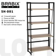 Стеллаж на металлокаркасе BRABIX «LOFT SH-001», 600х300х1250 мм, складной, цвет дуб натуральный, 641230