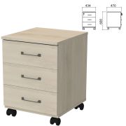 Тумба подкатная «Приоритет», 434х470х600 мм, 3 ящика, замок, кронберг, К-923, К-923 кронберг