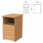 Тумба приставная «Бюджет», 400х600х740 мм, 3 ящика, полка, груша ароза, 402657-336