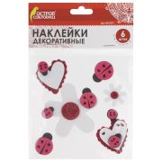 Наклейки из EVA «Божьи коровки», 6 шт., ассорти, ОСТРОВ СОКРОВИЩ, 661471