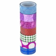 Клейкие ленты полимерные для декора с блестками «ГЕОМЕТРИЯ», 15 мм х 3 м, 7 цветов, ОСТРОВ СОКРОВИЩ, 661717