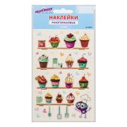 Наклейки гелевые «Кексы», многоразовые, с тиснением фольгой, 10х15 см, ЮНЛАНДИЯ, 661821