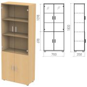 Шкаф закрытый со стеклом «Канц», 700х350х1830 мм, цвет бук невский (КОМПЛЕКТ)