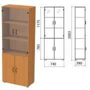 Шкаф закрытый со стеклом «Фея», 740х390х2000 мм, цвет орех милан (КОМПЛЕКТ)