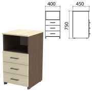 Тумба приставная «Канц», 400х450х750 мм, 3 ящика, полка, цвет венге/дуб молочный (КОМПЛЕКТ)