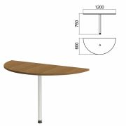 Стол приставной полукруг «Арго», 1200х600х760 мм, орех/опора хром (КОМПЛЕКТ)