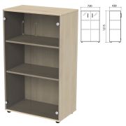 Шкаф закрытый со стеклом «Приоритет» 720х424х1215 мм, 2 полки, кронберг (КОМПЛЕКТ)