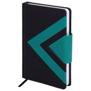 Ежедневник недатированный А5 138x213 мм BRAUBERG «Waves», под кожу, застежка, 160 л., черный/бирюзовый, 114454